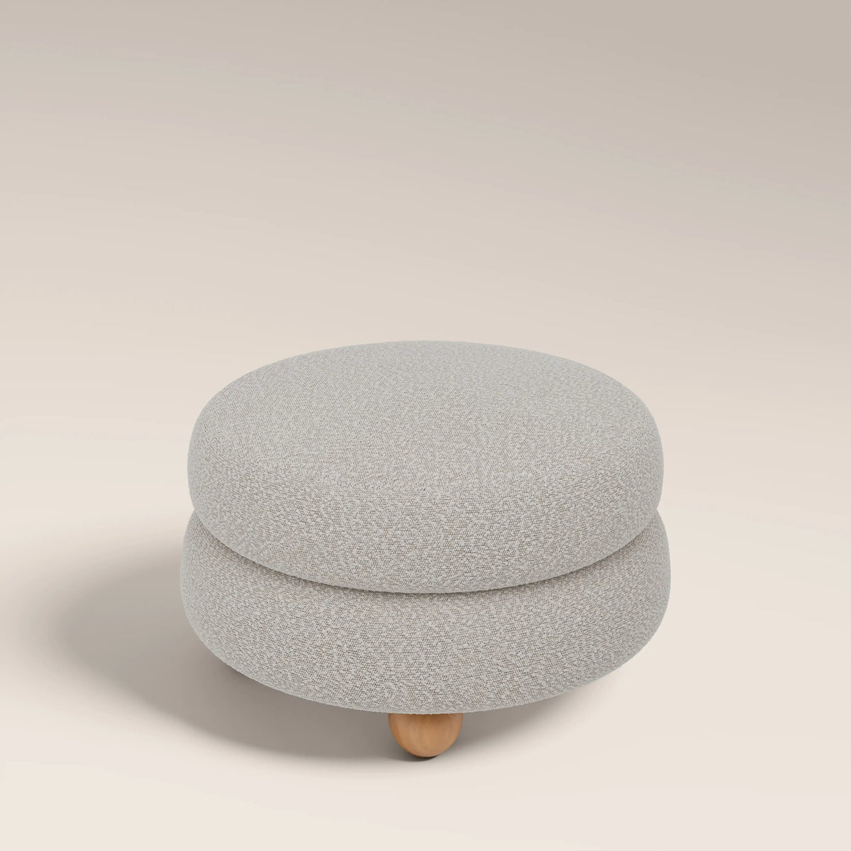 Hazel Footstool | Speckled Stone Sustainable Boucle & Walnut