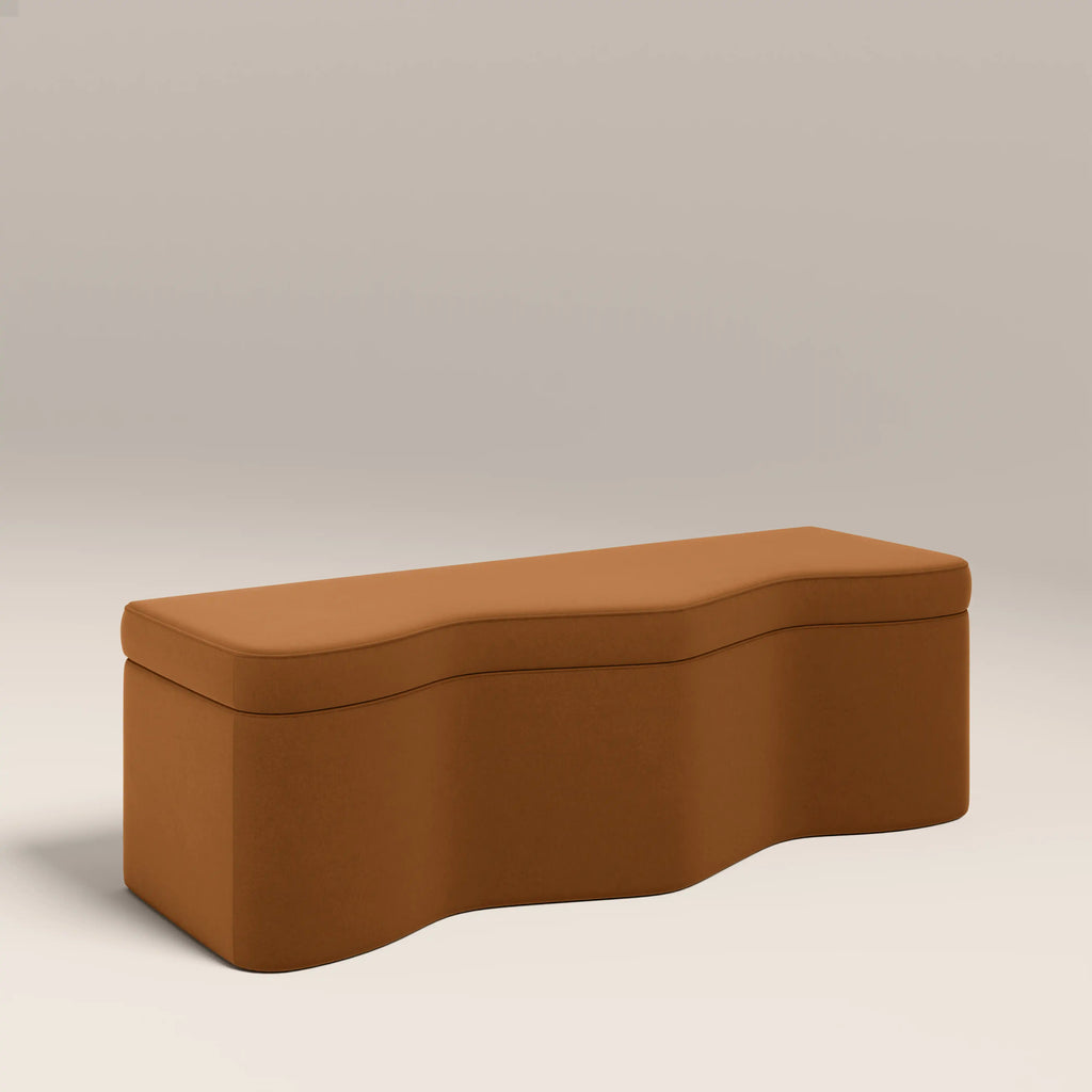 Ivan Storage Ottoman | Caramel Brown Sustainable Mohair Velvet