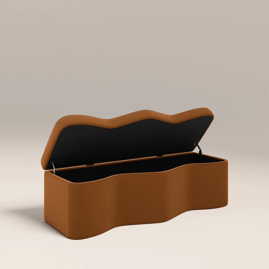 Ivan Storage Ottoman | Caramel Brown Sustainable Mohair Velvet