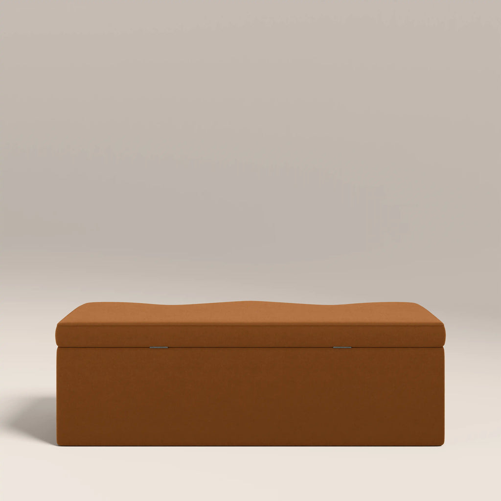 Ivan Storage Ottoman | Caramel Brown Sustainable Mohair Velvet
