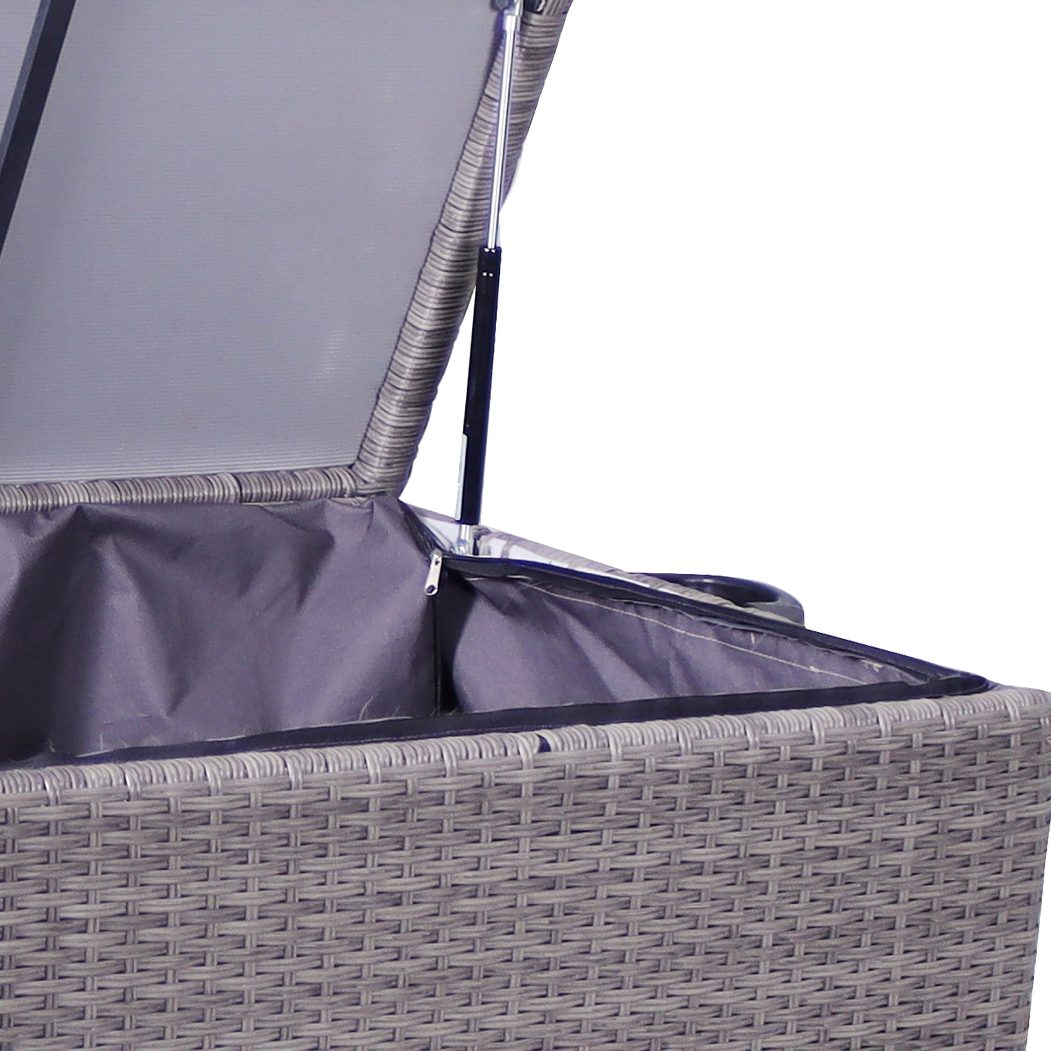 Charcoal Weave 510L Cushion Storage Box with Gas Lift