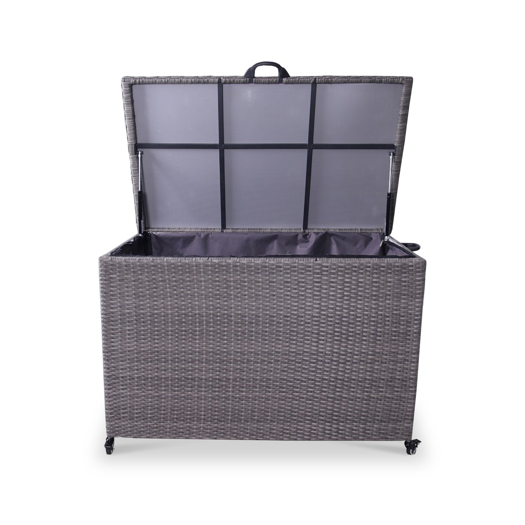 Charcoal Weave 510L Cushion Storage Box with Gas Lift