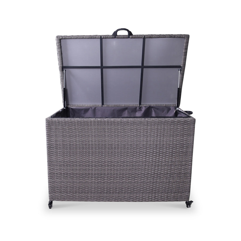Charcoal Weave 645L Cushion Storage Box with Gas Lift