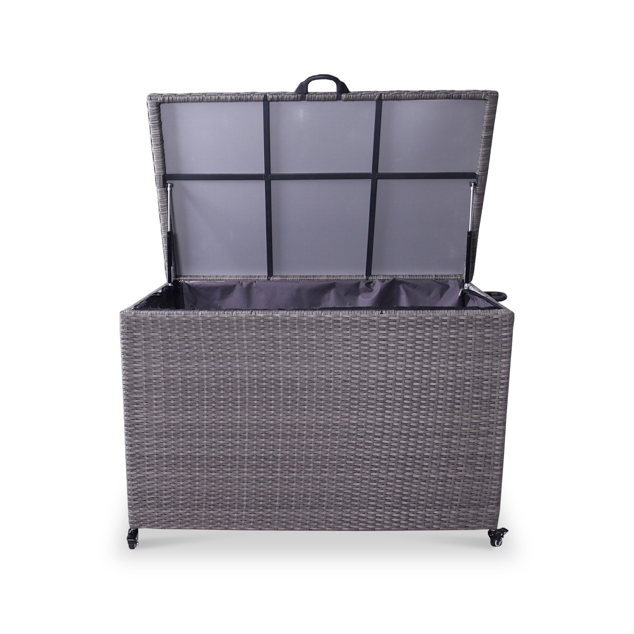 Charcoal Weave 645L Cushion Storage Box with Gas Lift