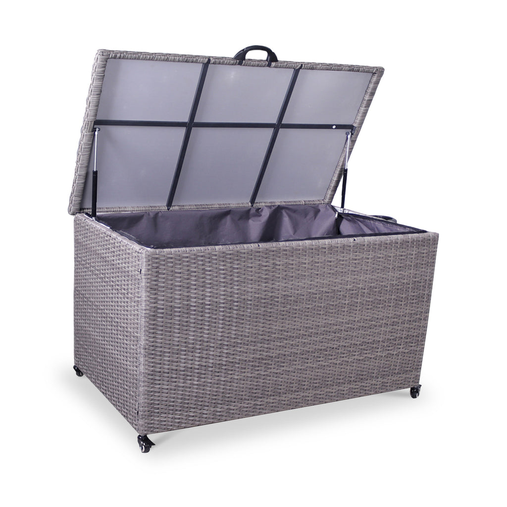 Charcoal Weave 645L Cushion Storage Box with Gas Lift