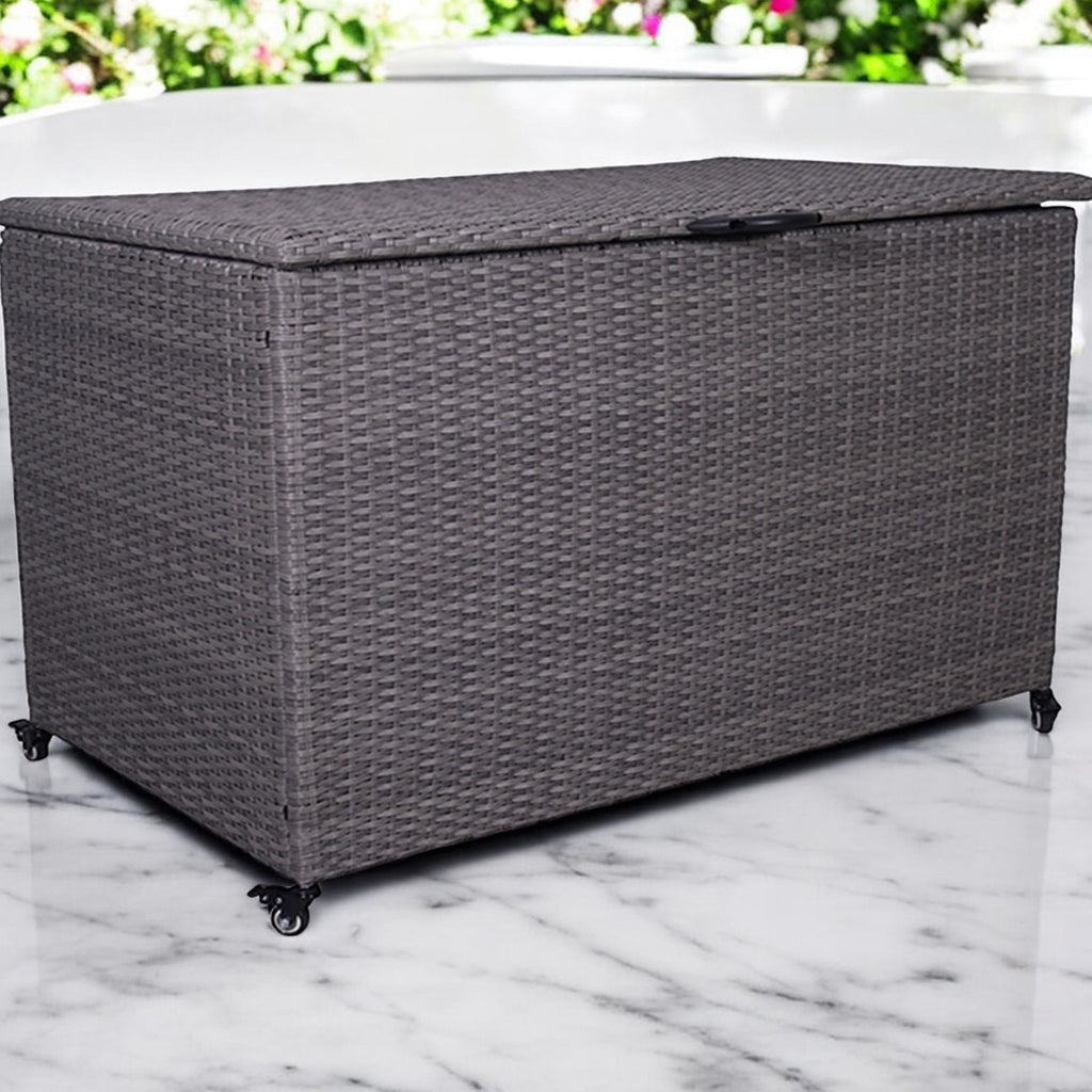 Charcoal Weave 645L Cushion Storage Box with Gas Lift