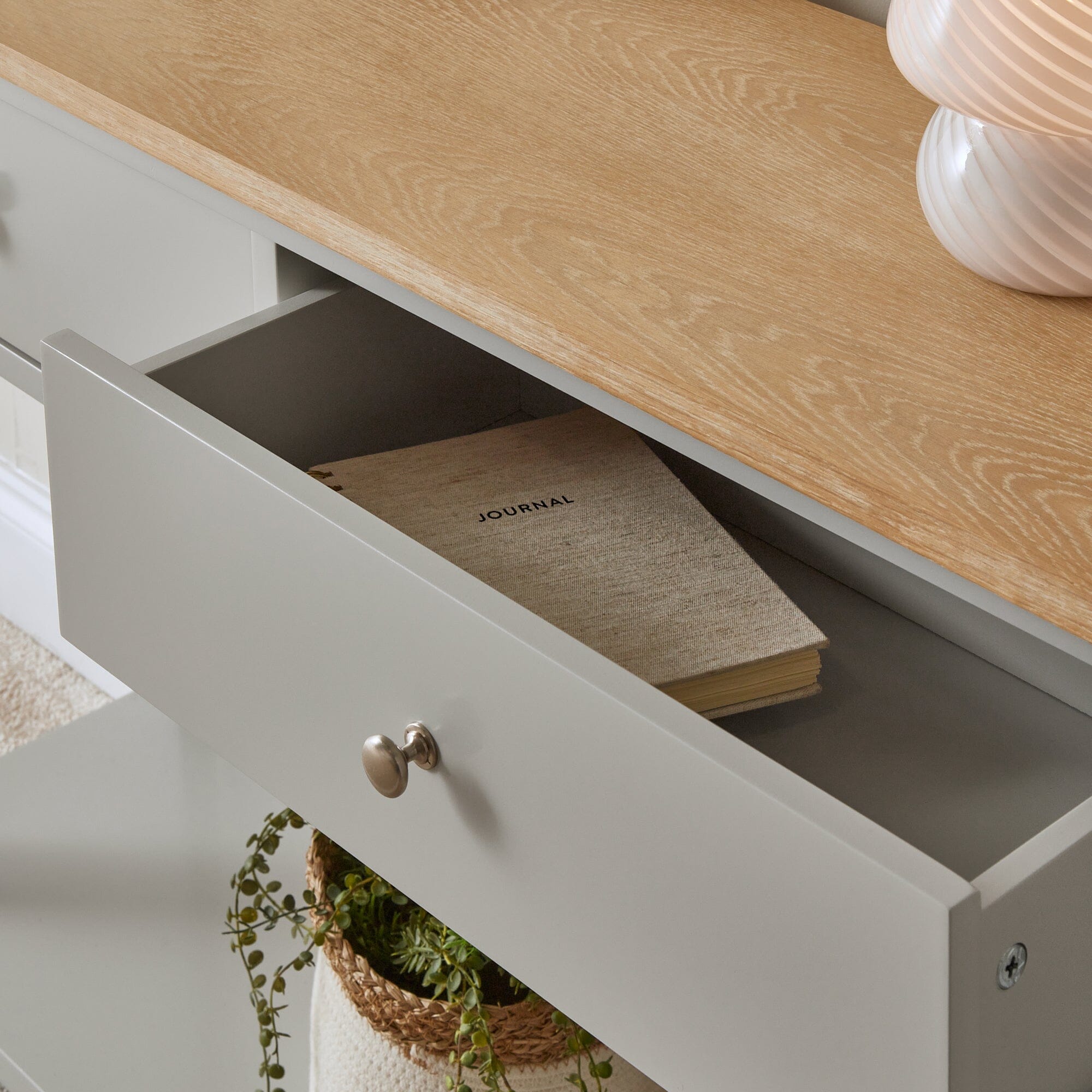 Chatsworth Linen Grey 2 Drawer Console Table - 120cm
