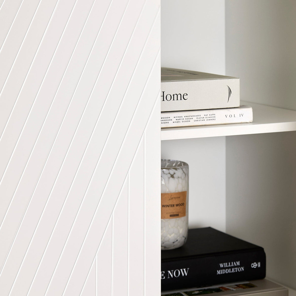 Jack Geometric Large Shoe Cabinet - 2 Door - White