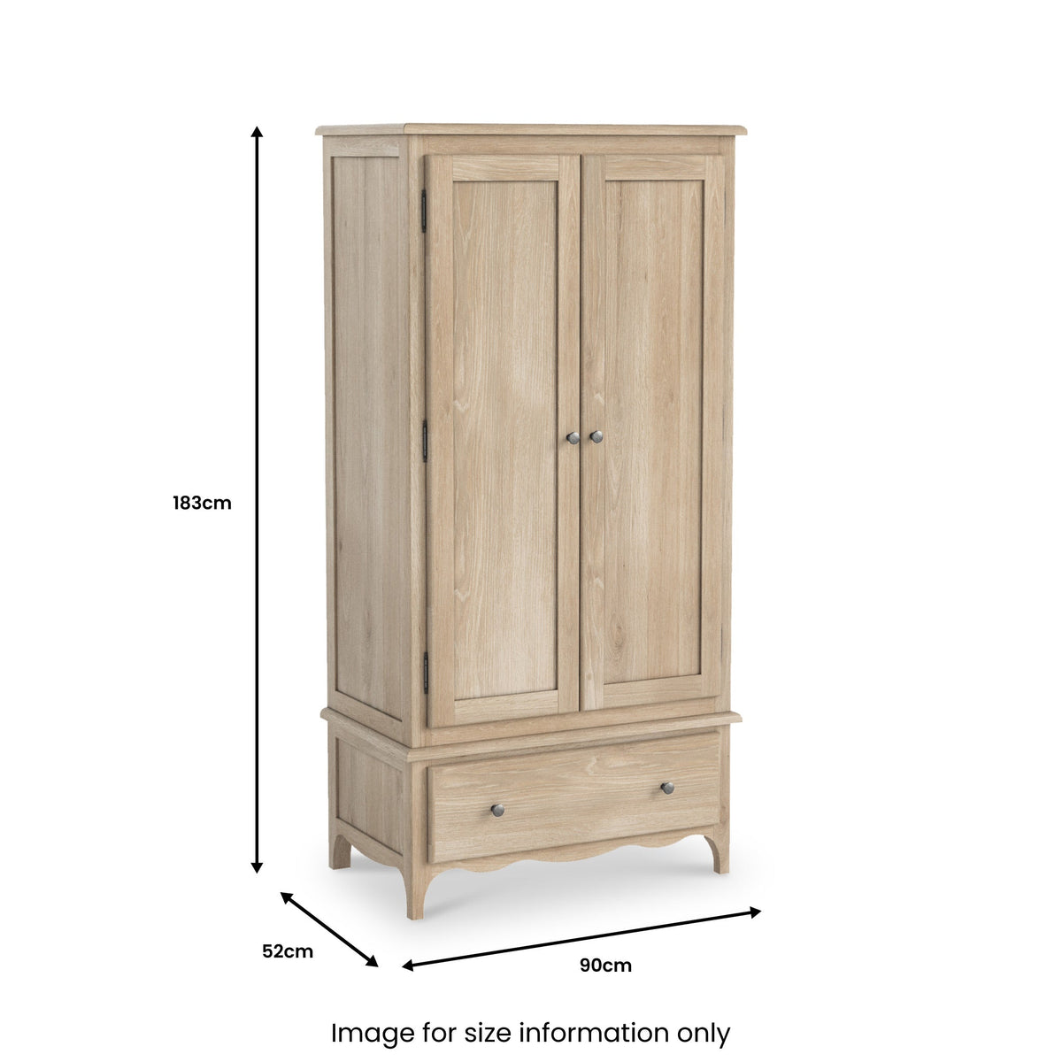 Celine Washed Oak Double Wardrobe