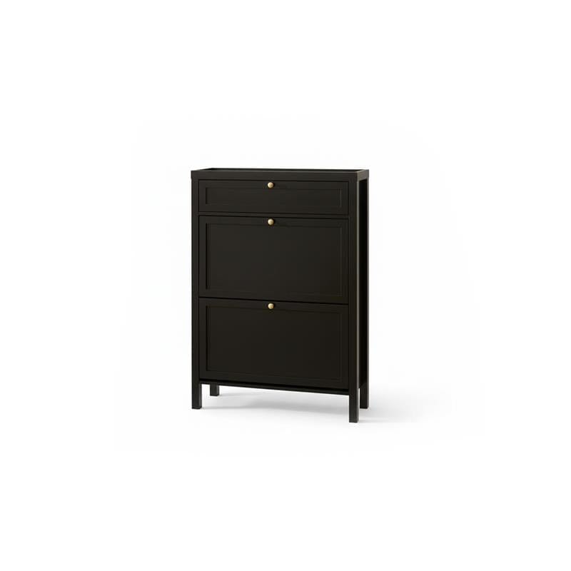 Charlie 2 Door 1 Draw Shoe Cabinet - Noir Black