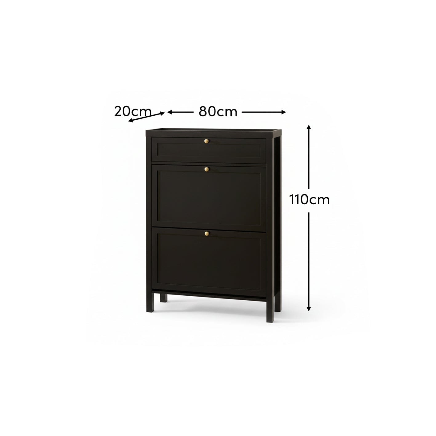 Charlie 2 Door 1 Draw Shoe Cabinet - Noir Black