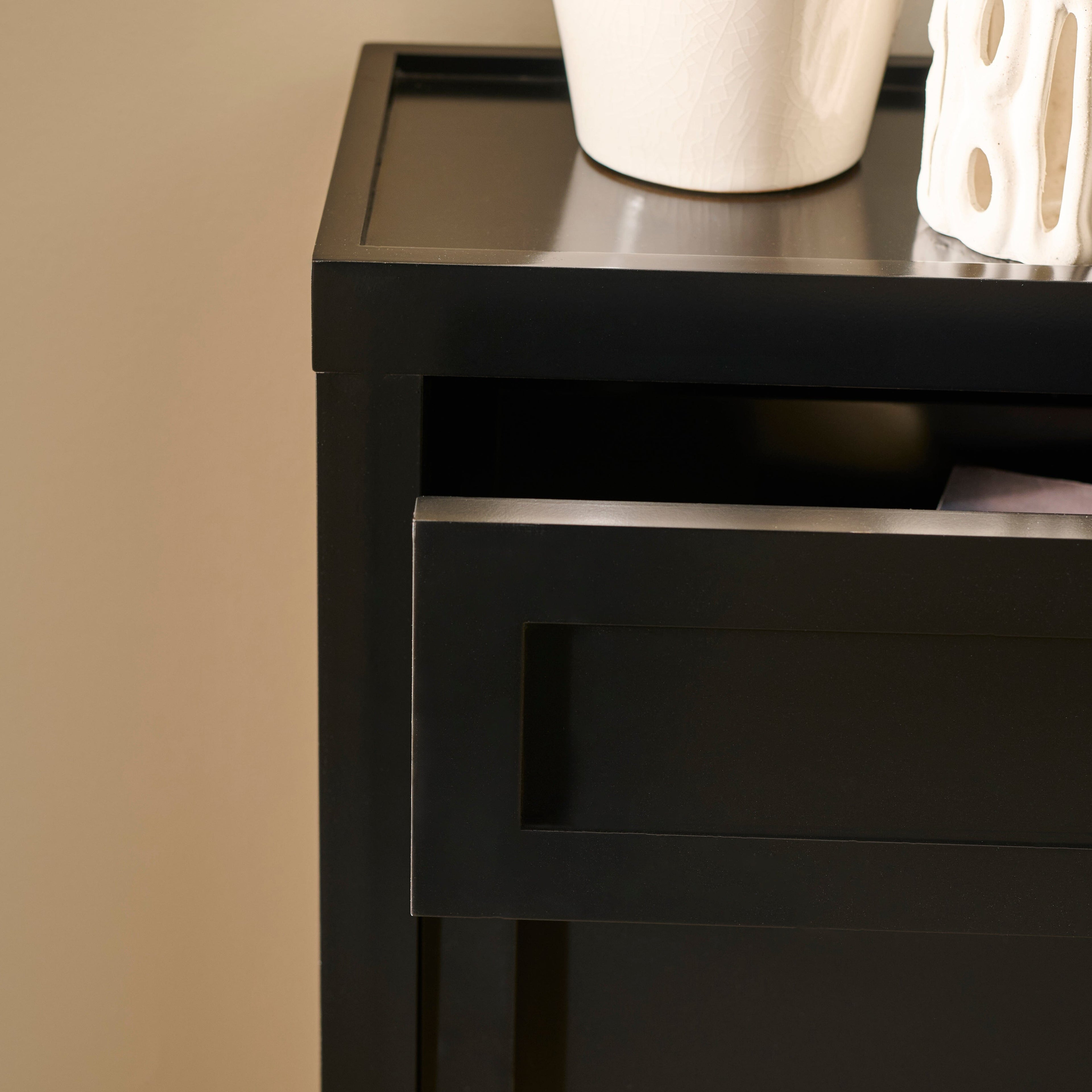 Charlie 2 Door 1 Draw Shoe Cabinet - Noir Black