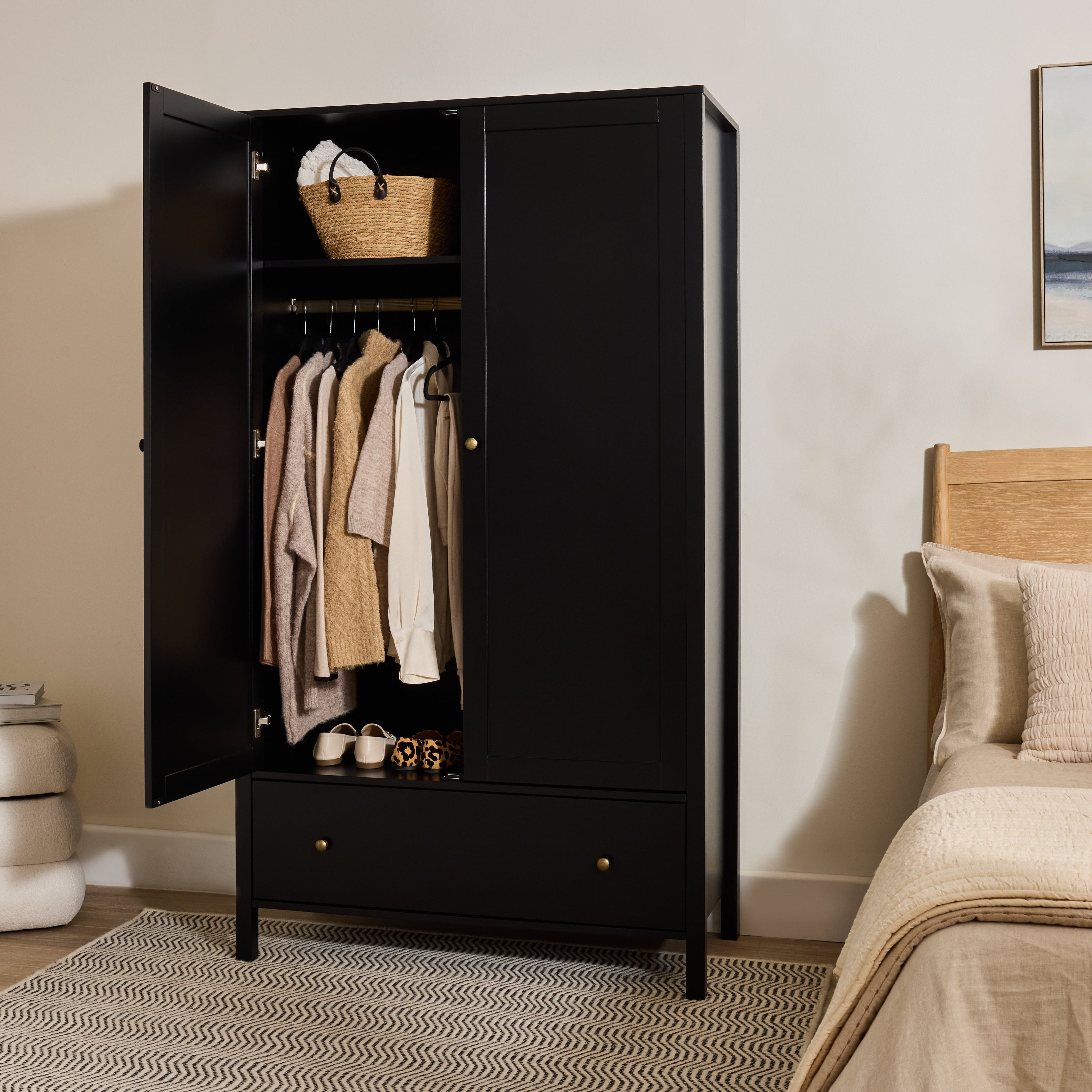 Charlie Double Wardrobe - Black