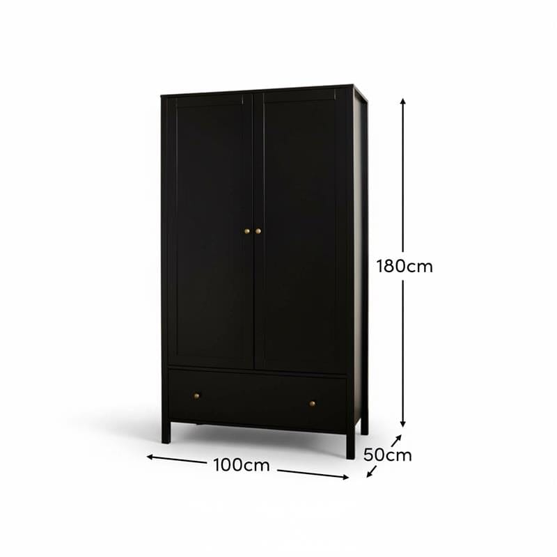 Charlie Double Wardrobe - Black