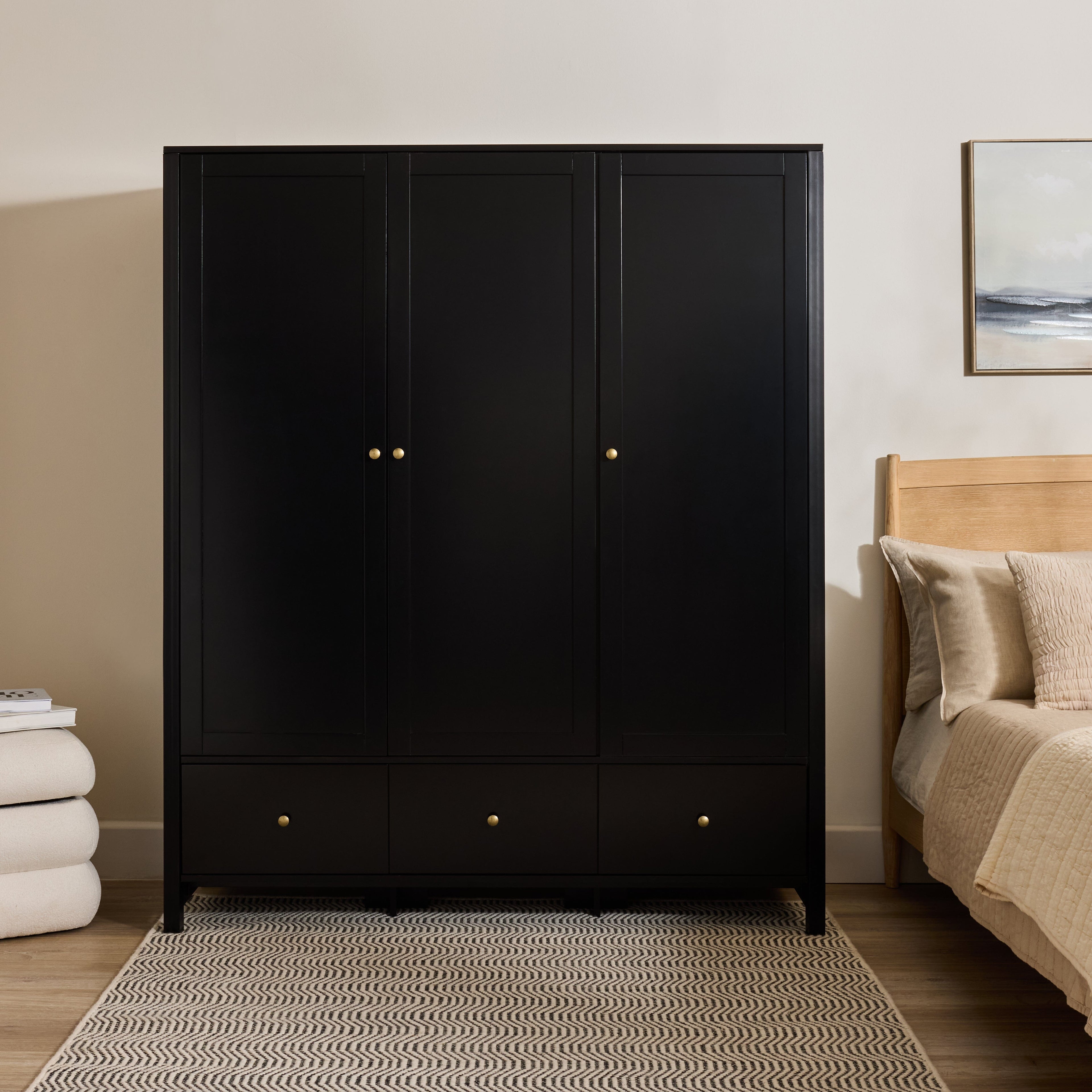 Charlie 3 Door Wardrobe - Black
