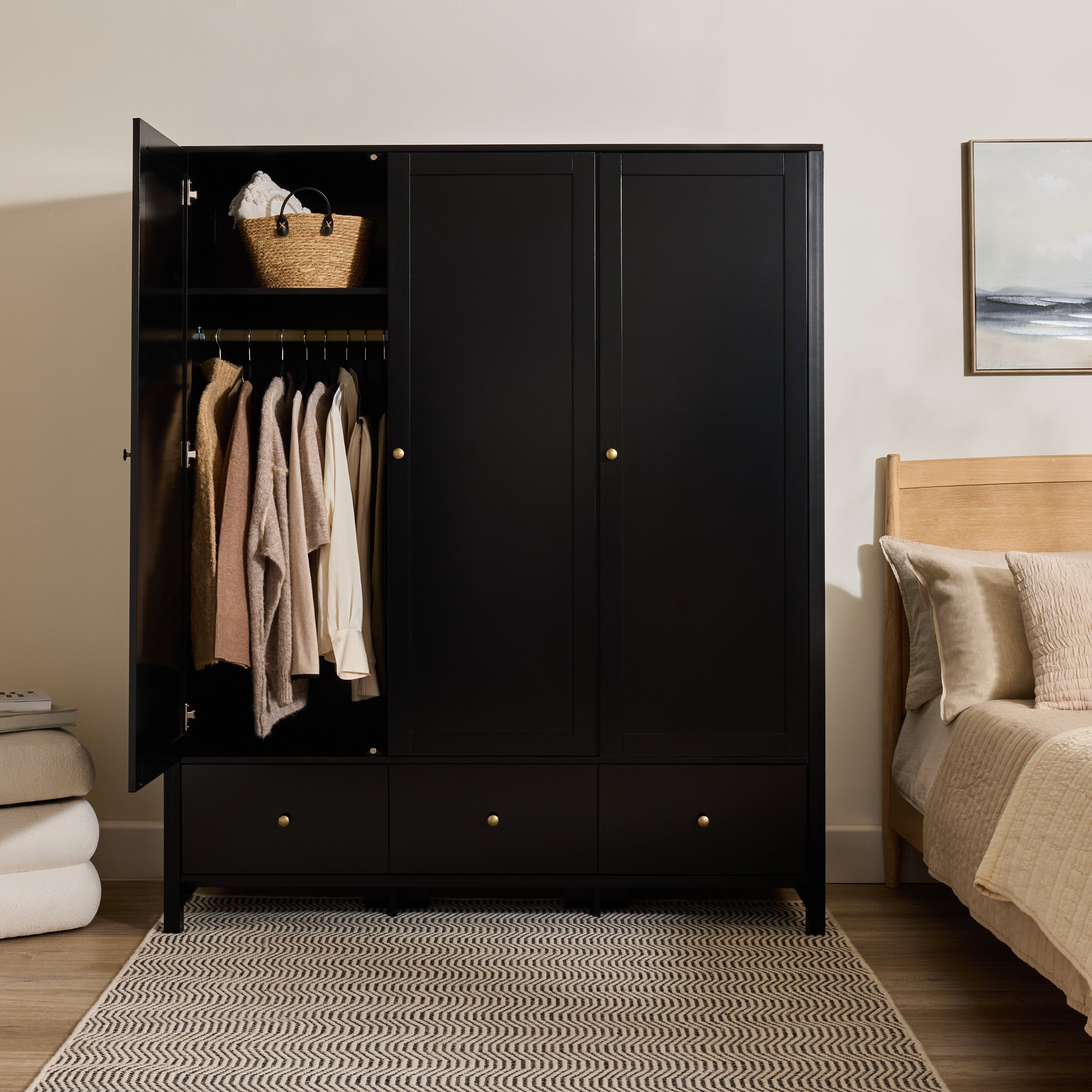 Charlie 3 Door Wardrobe - Black