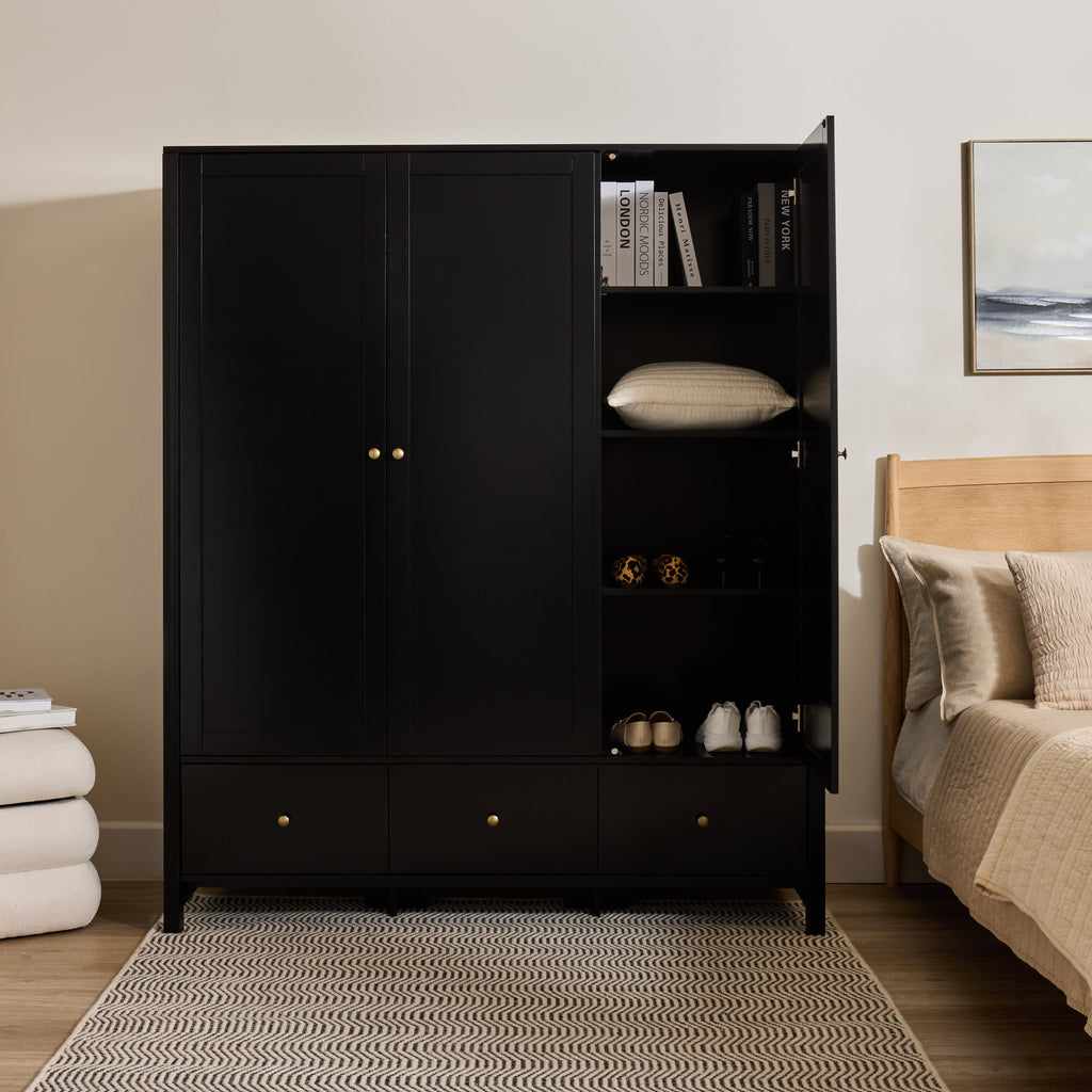 Charlie 3 Door Wardrobe - Black