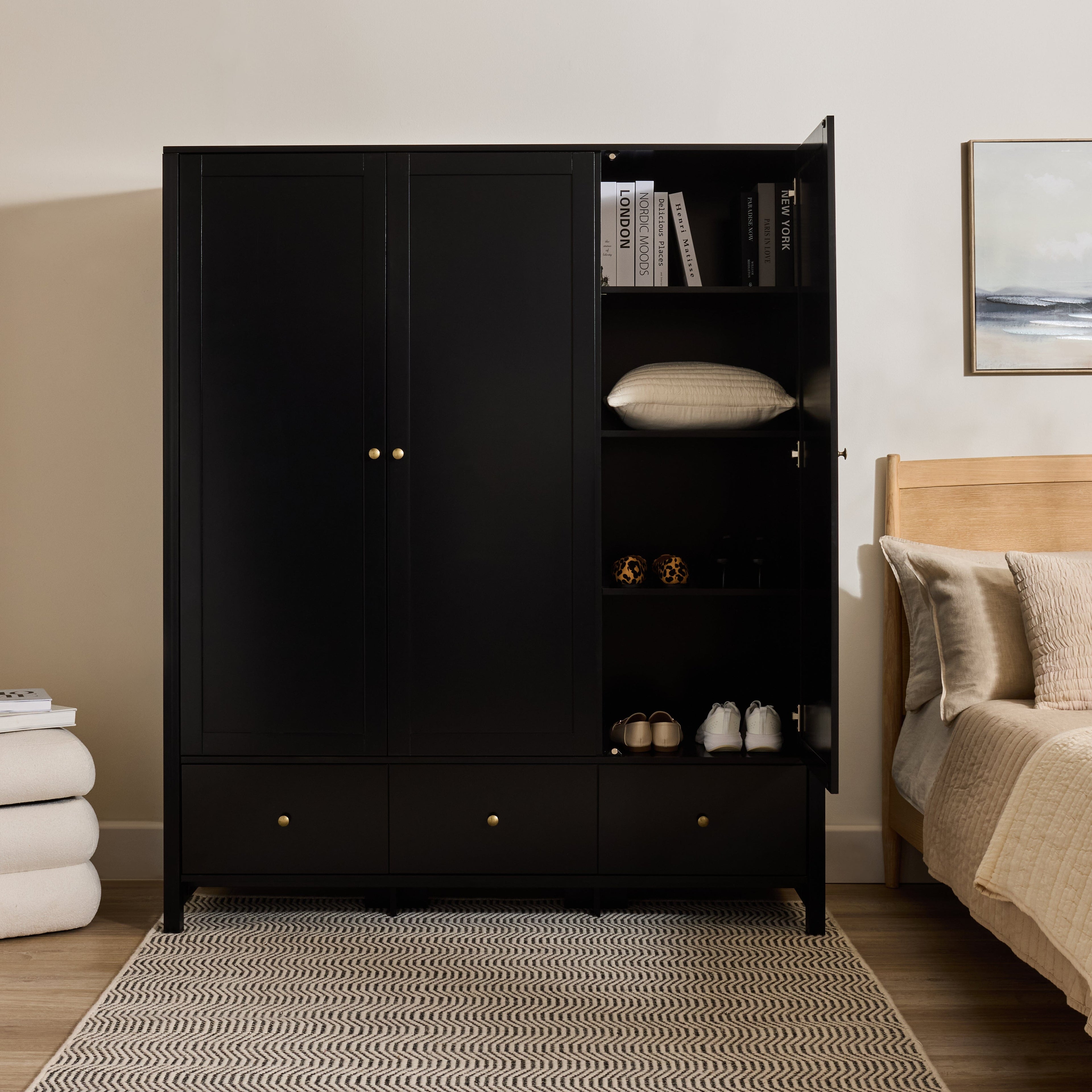 Charlie 3 Door Wardrobe - Black