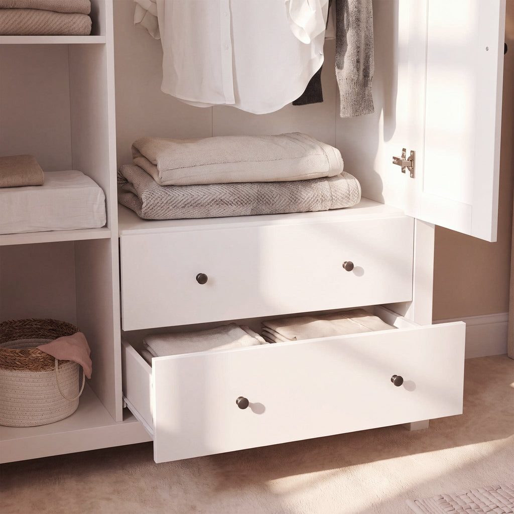 Bampton 3 Door Wardrobe with 2 Drawers - Alabaster White