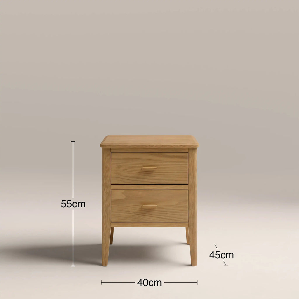 Zander 2 Drawer Rectangle Wooden Bedside Table | Natural