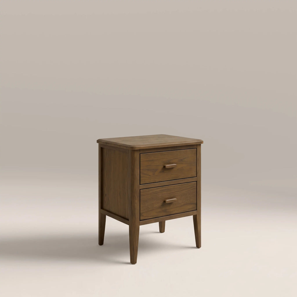 Zander 2 Drawer Rectangle Wooden Bedside Table | Walnut