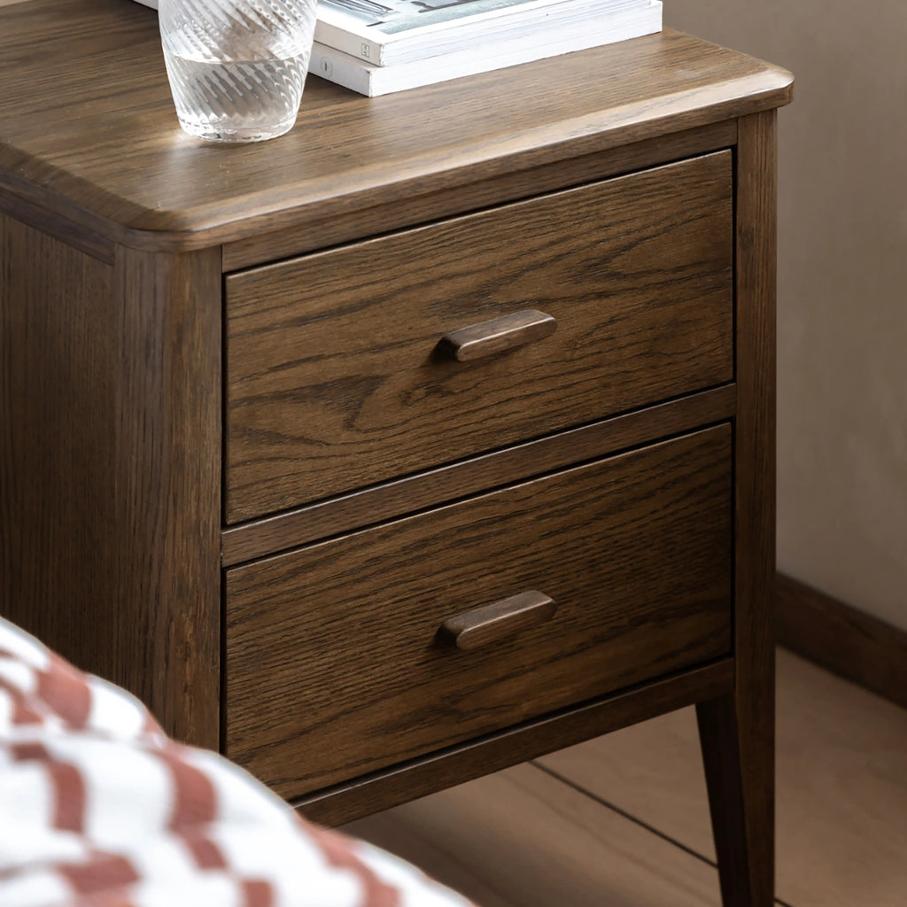 Zander 2 Drawer Rectangle Wooden Bedside Table | Walnut