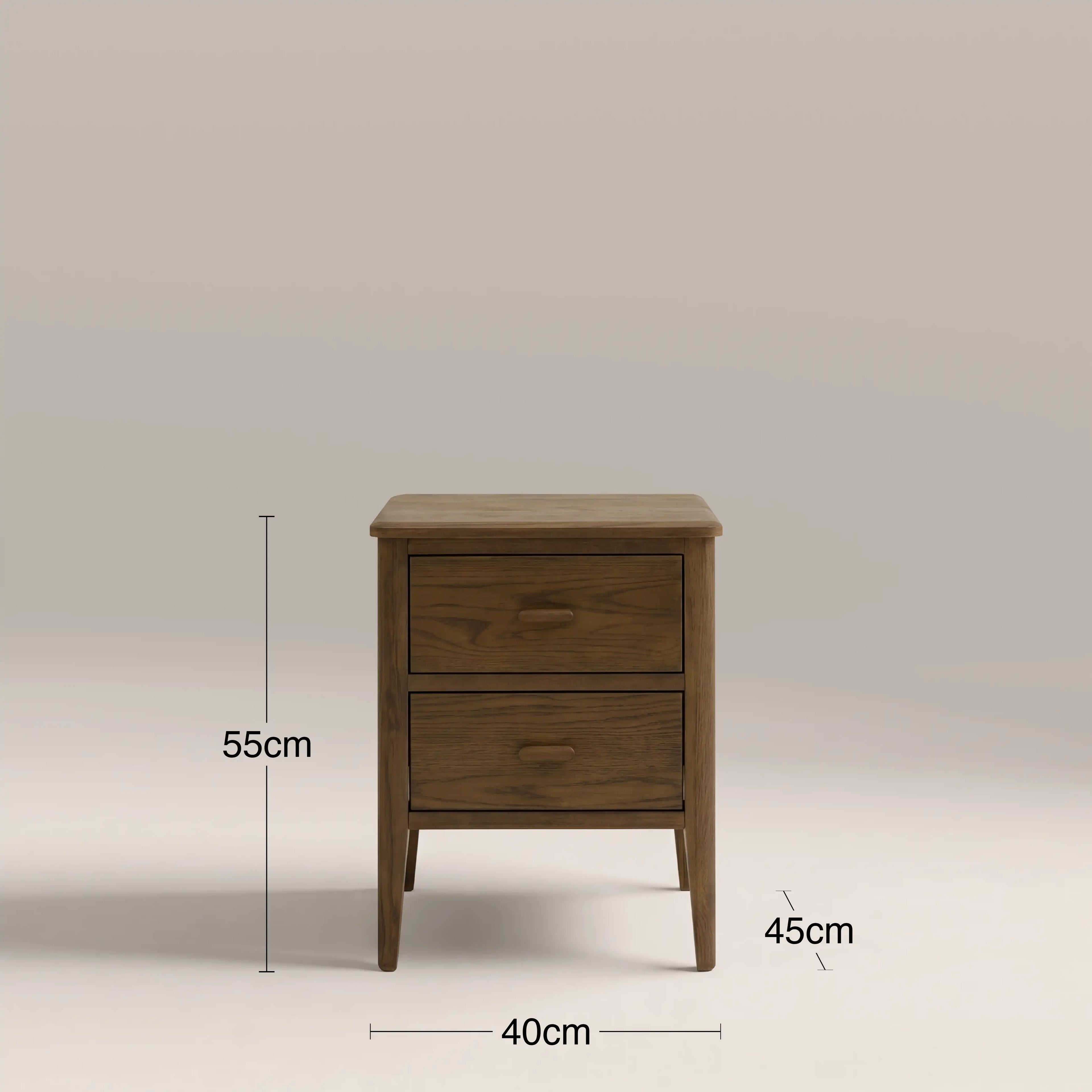 Zander 2 Drawer Rectangle Wooden Bedside Table | Walnut
