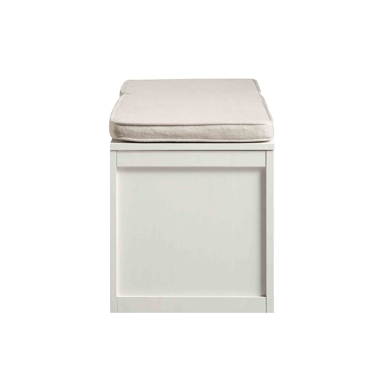 Frances Woven Rattan Triple Storage Stool Set with Cushion, White