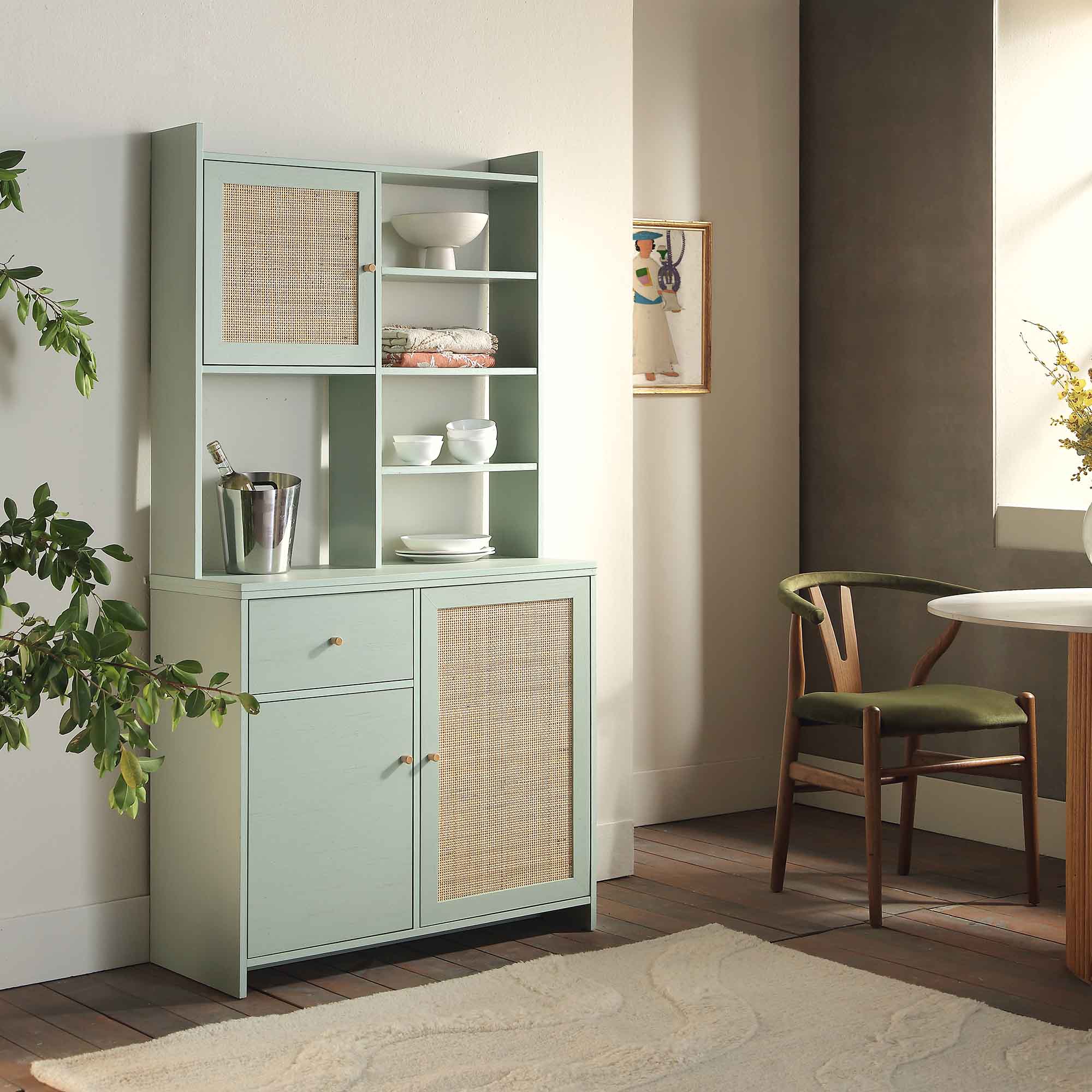 Frances Woven Rattan Dresser, Mint