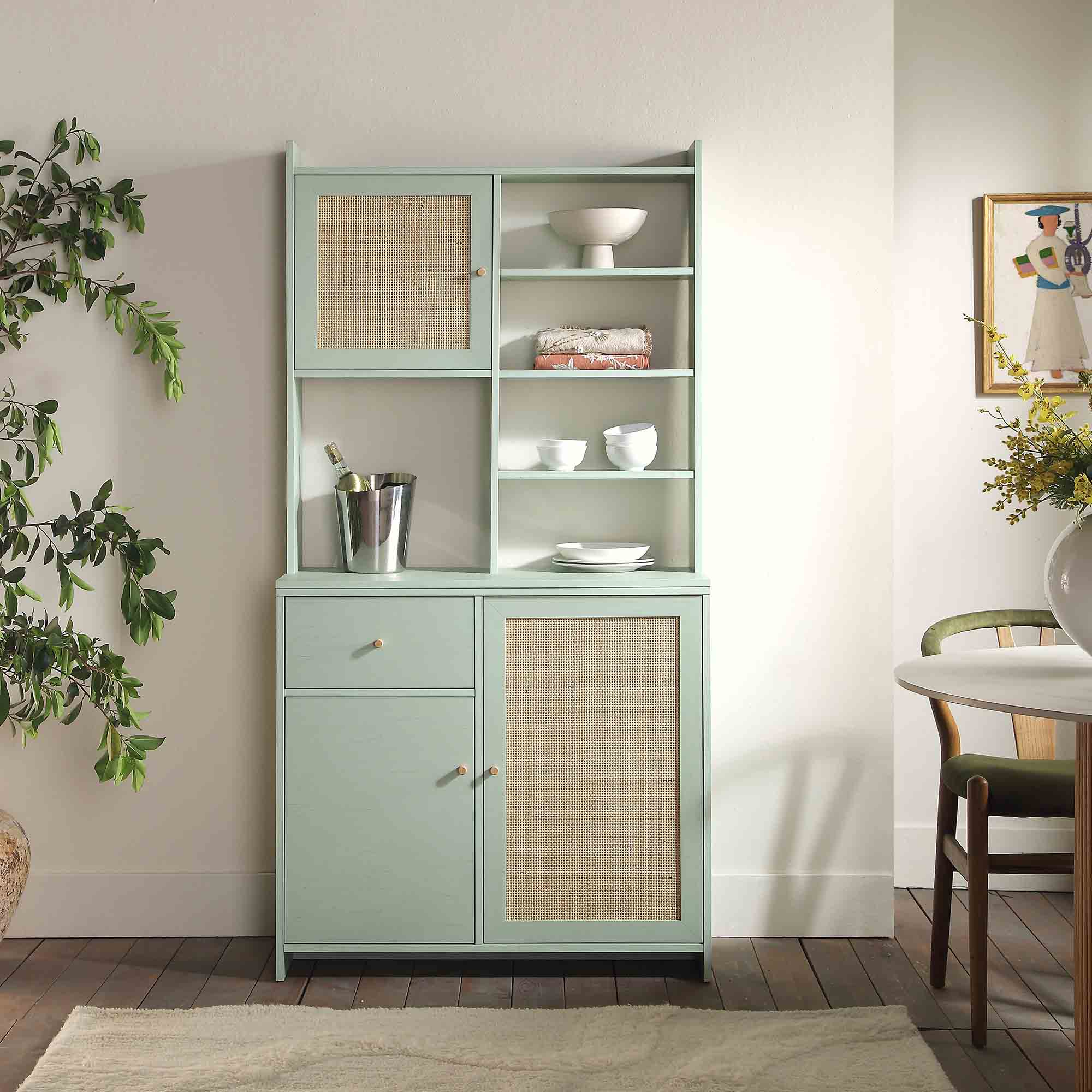 Frances Woven Rattan Dresser, Mint