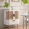 Izzy Curved Rattan 1-Drawer Small Sideboard, White