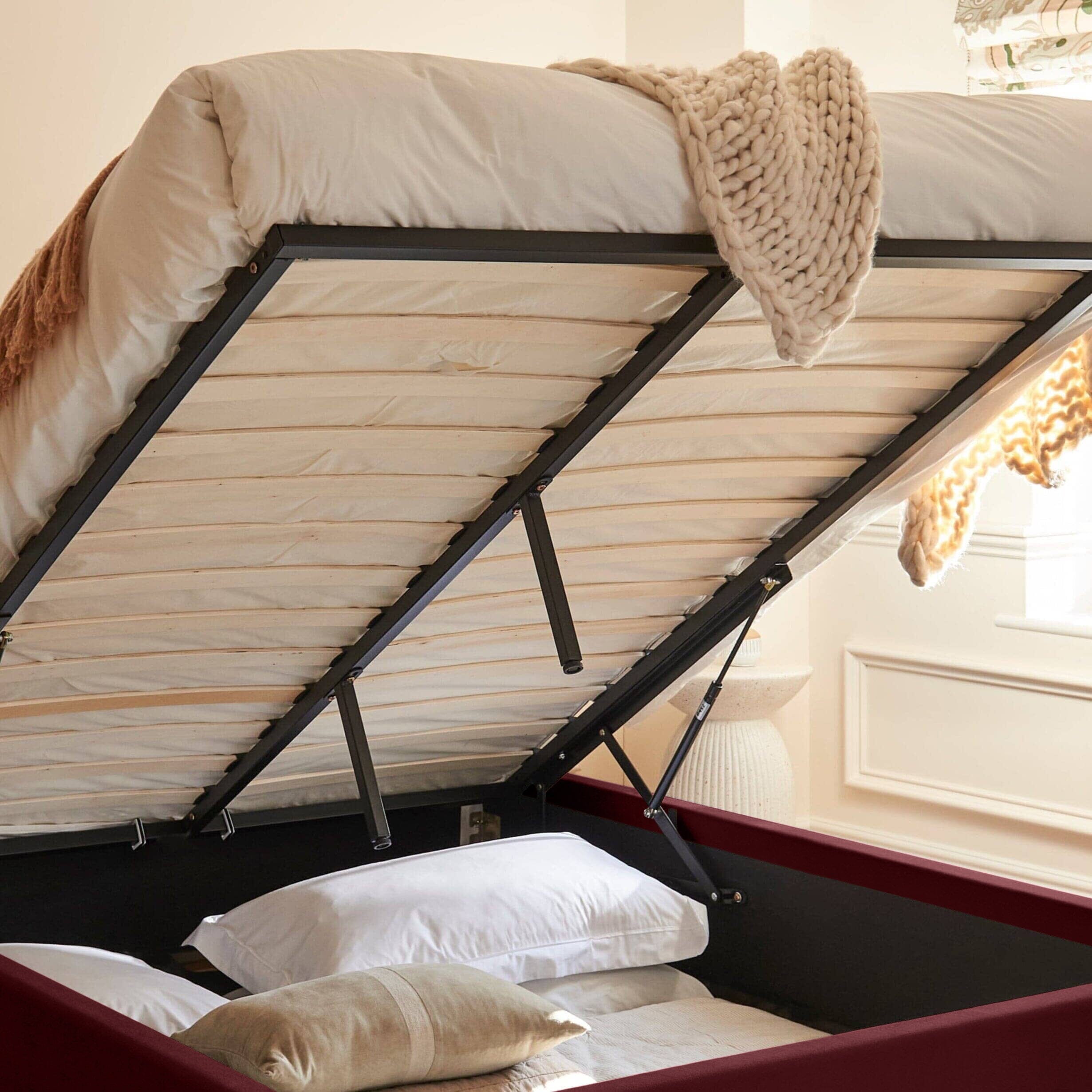 Finola King Ottoman Bed - Burgundy Red