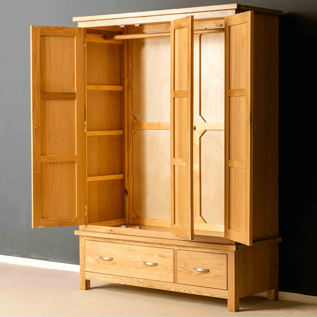 London Oak Triple Wardrobe & Drawers