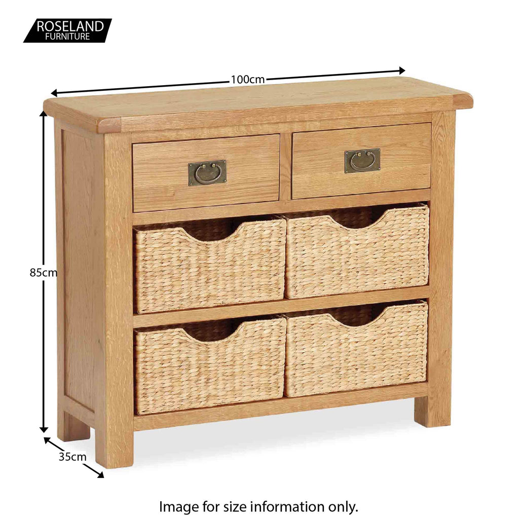Zelah Oak Small Sideboard with Baskets