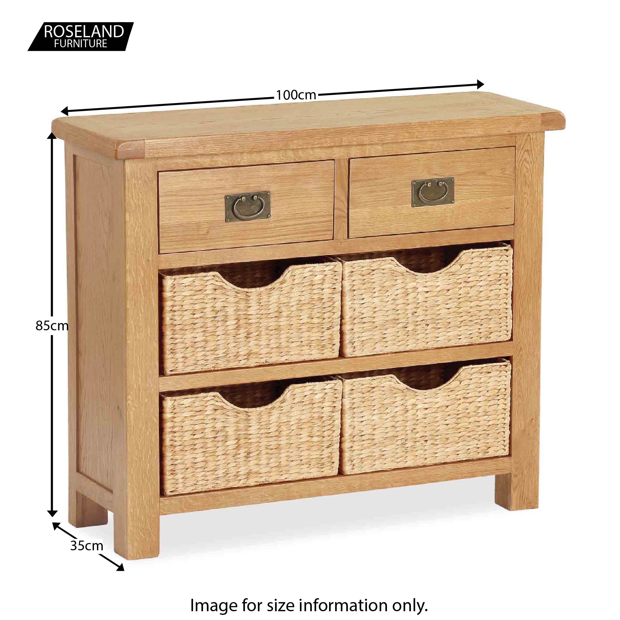 Zelah Oak Small Sideboard with Baskets