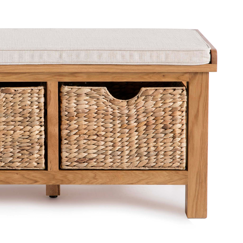 Surrey Oak Hall Bench with Baskets