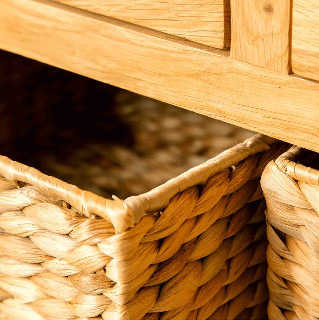 London Oak Console Table with Baskets