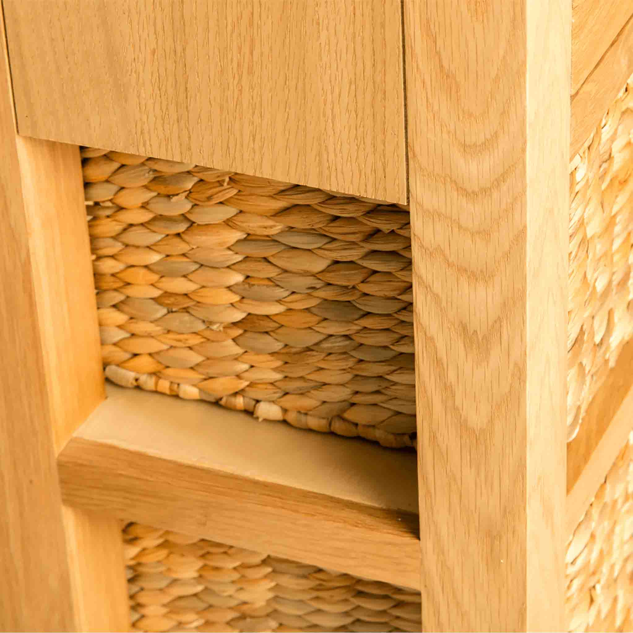 London Oak Console Table with Baskets