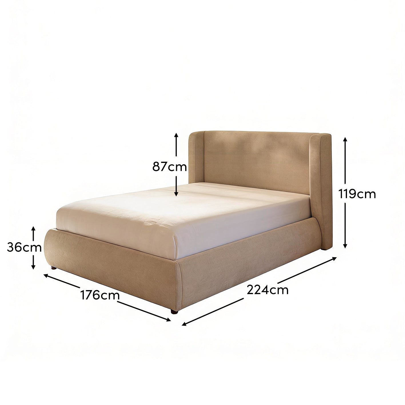 Hannah King Ottoman Bed - Mink Taupe