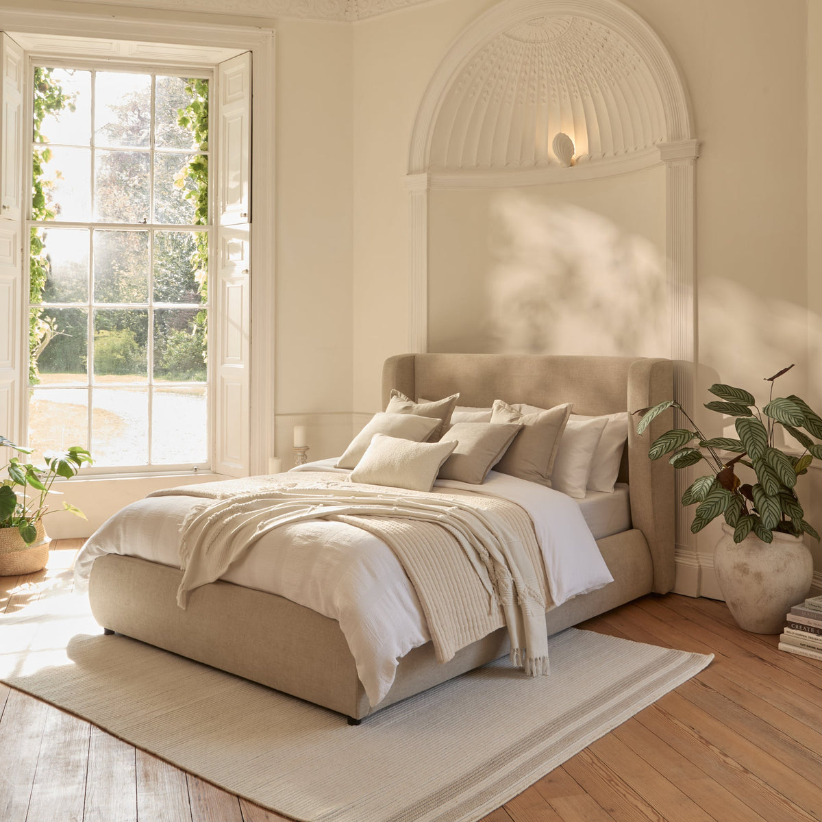 Hannah Double Ottoman Bed - Mink Taupe