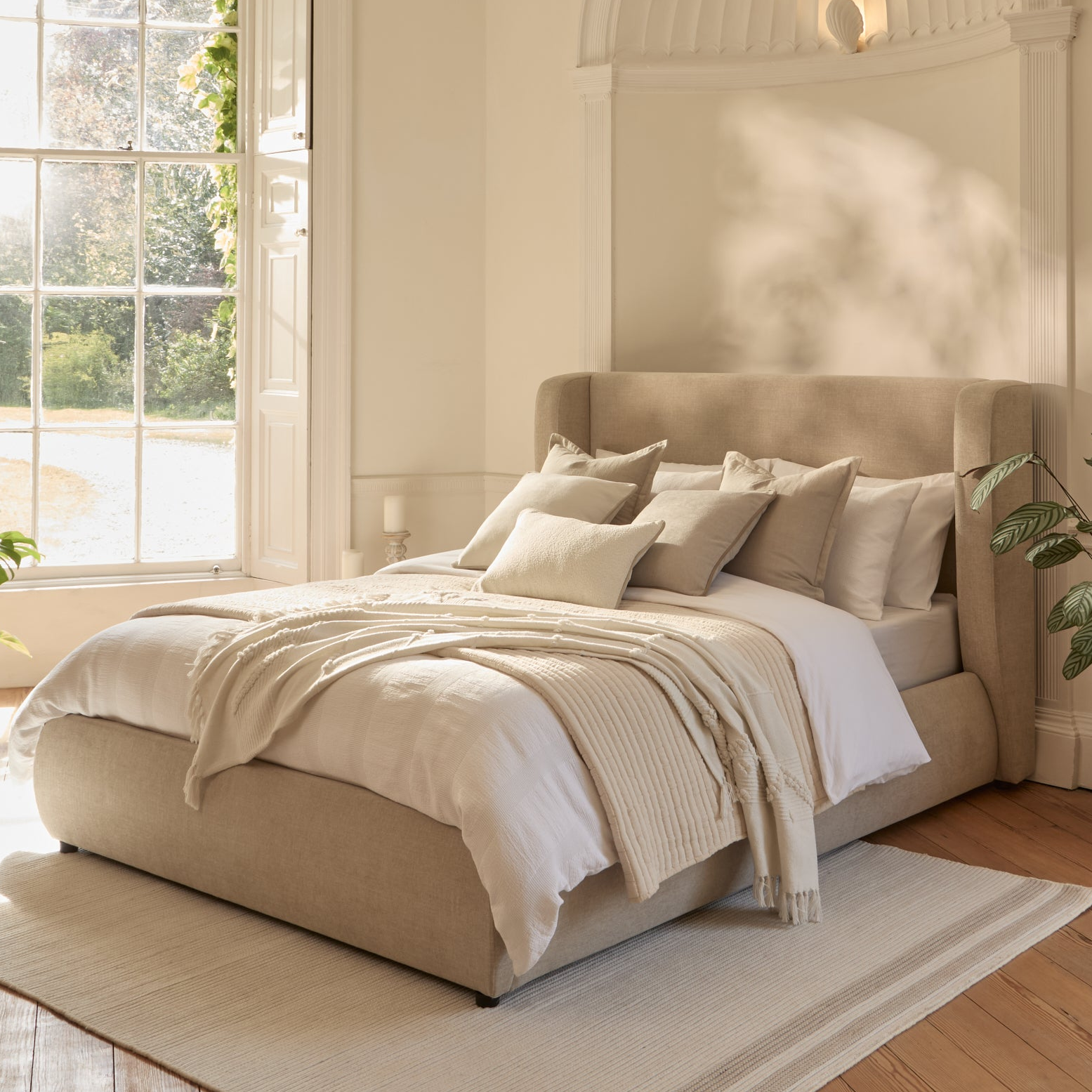 Hannah King Ottoman Bed - Mink Taupe