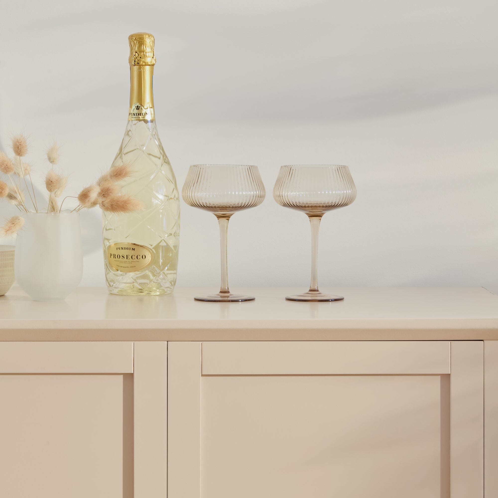 Ines 4 Door Large Sideboard - Taupe & Gold