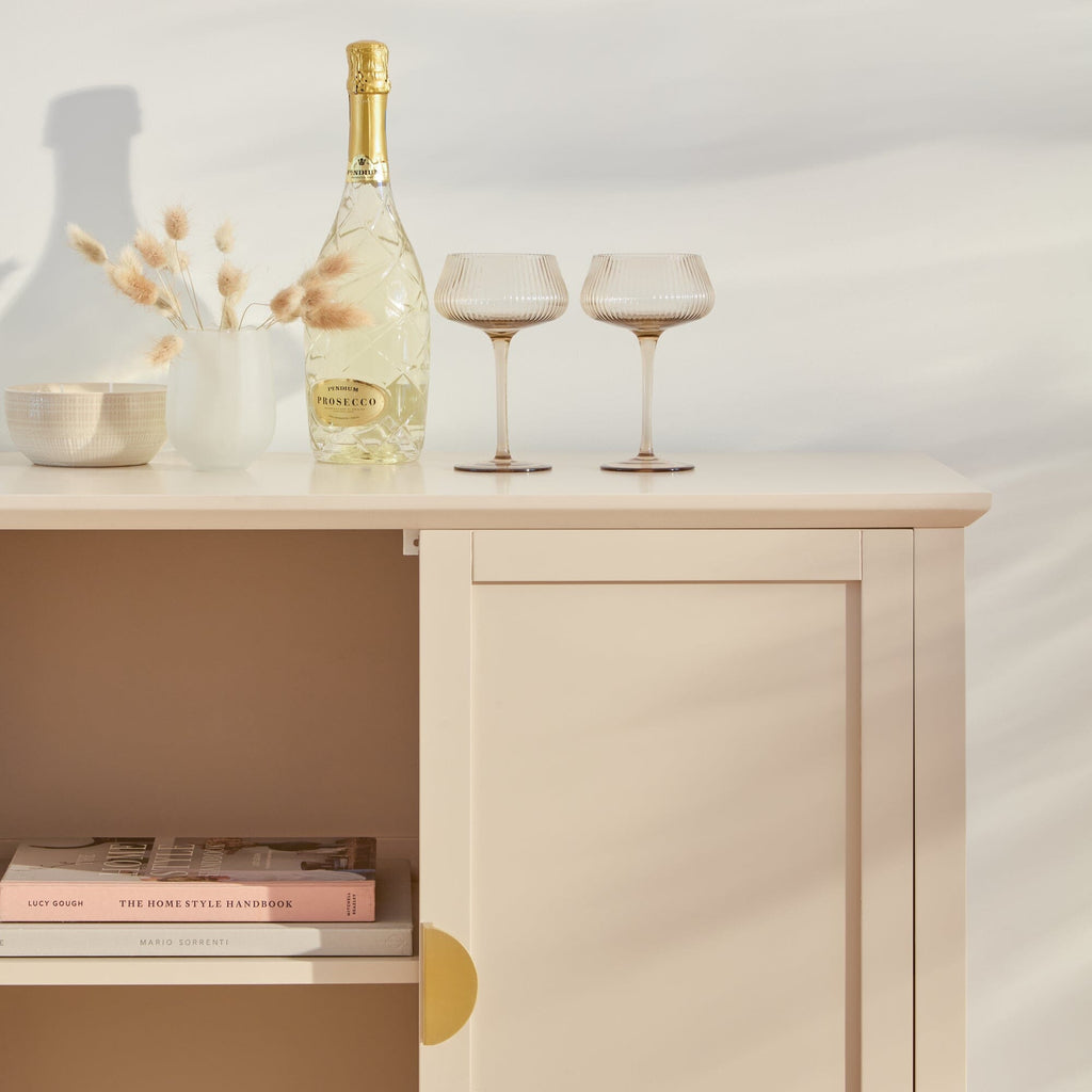 Ines 4 Door Large Sideboard - Taupe & Gold
