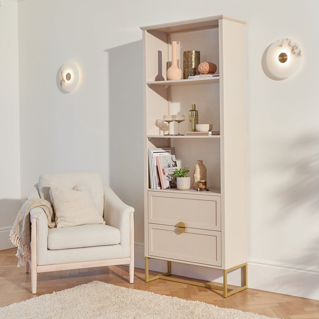 Ines Taupe and Gold Tall Bookcase