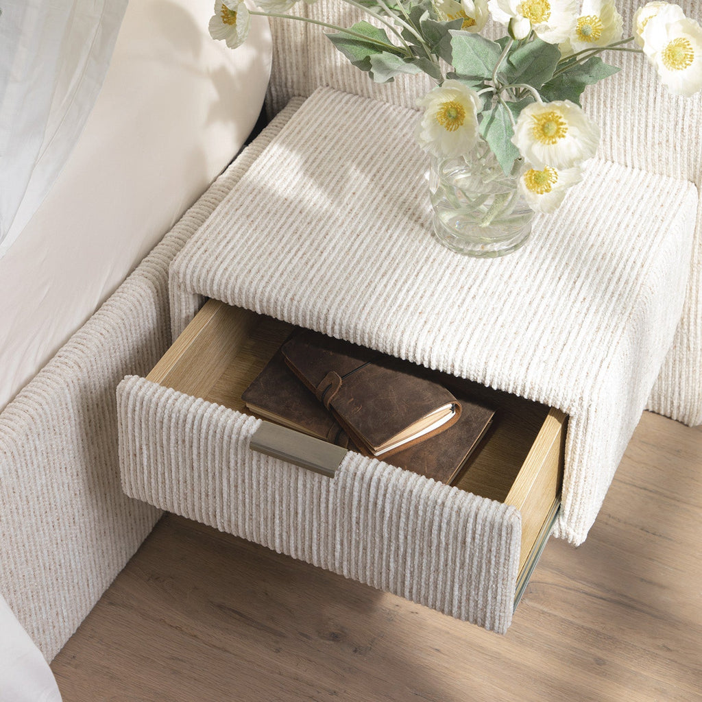 Tremezzo Oversized Ottoman Storage Bed, Beige Textured Fabric