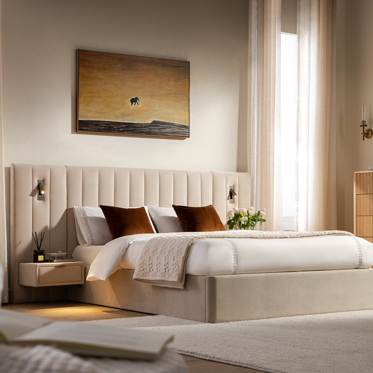 Tremezzo Oversized Ottoman Storage Bed, Champagne Velvet