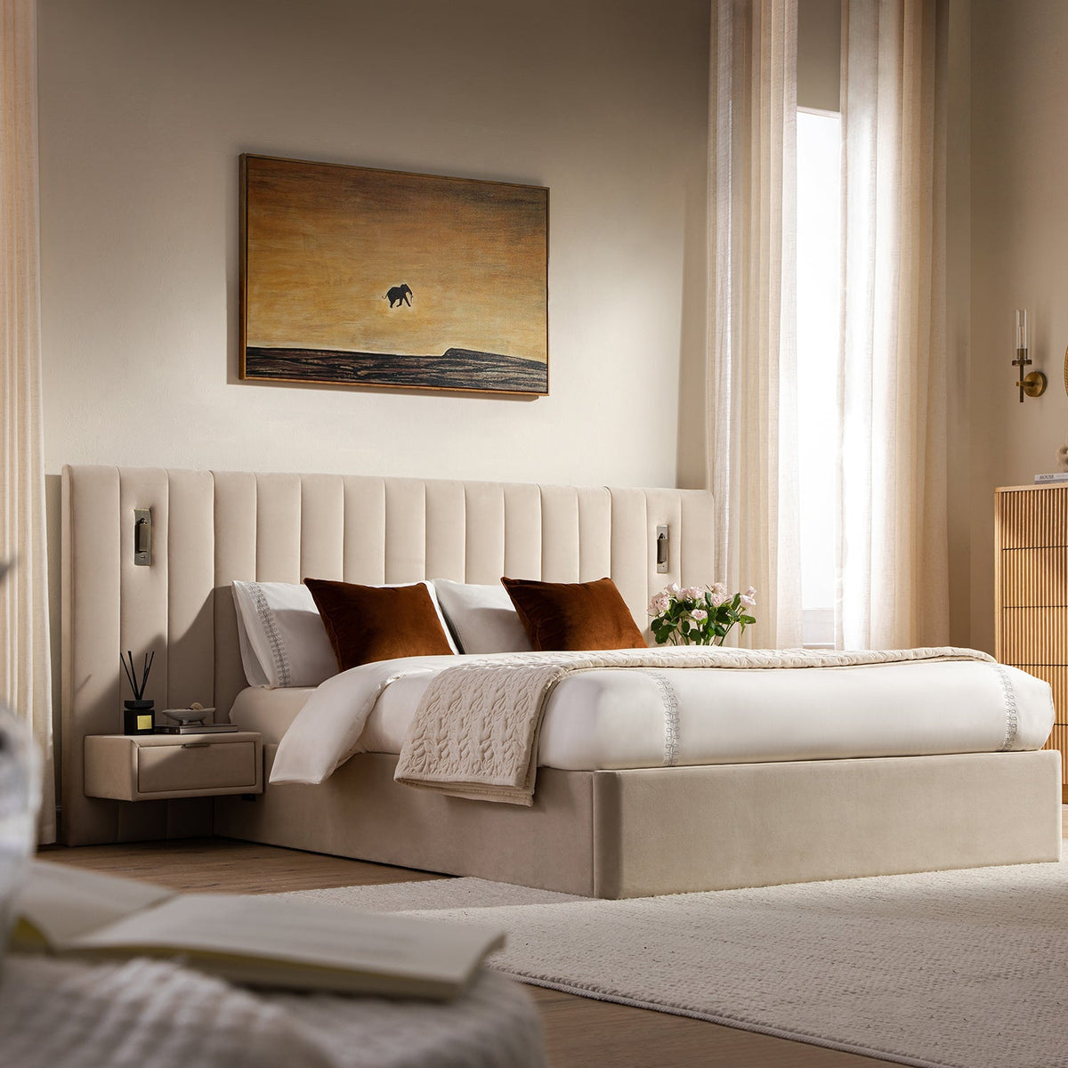 Tremezzo Oversized Ottoman Storage Bed, Champagne Velvet