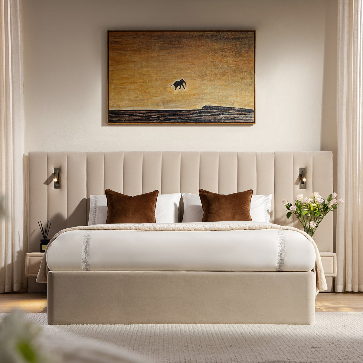 Tremezzo Oversized Ottoman Storage Bed, Champagne Velvet