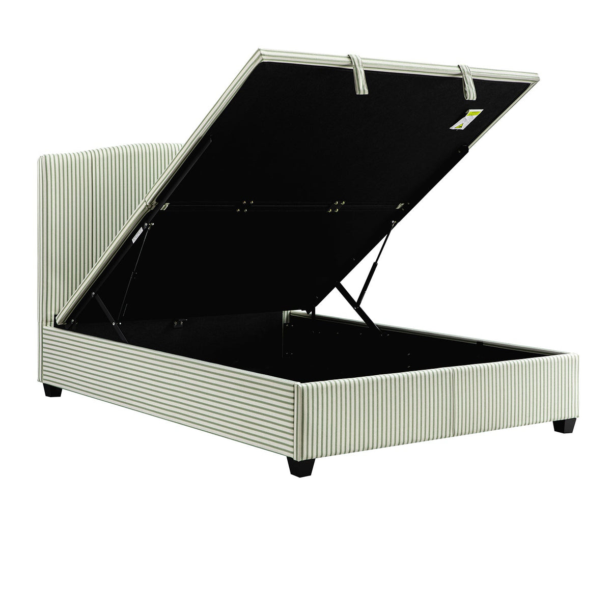 Chilworth Upholstered Ottoman Storage Bed, Green Stripe Linen Blend