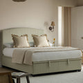 Chilworth Upholstered Ottoman Storage Bed, Green Stripe Linen Blend